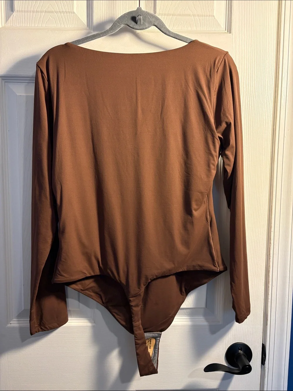 Popilush Scoop Neck Long Sleeve Bodysuit Tummy Control Thong Body Suit Brown 3X - Picture 2 of 12